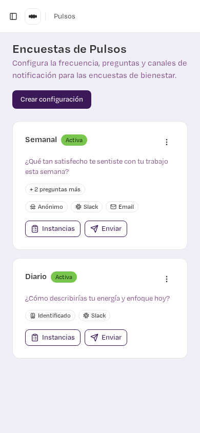 Encuestas de pulso en PulseWork (mobile)